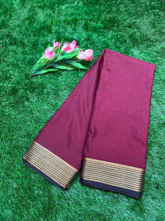Coffee beans Color Semi Mysore Silk Saree for Festive Wear Mandira Silks