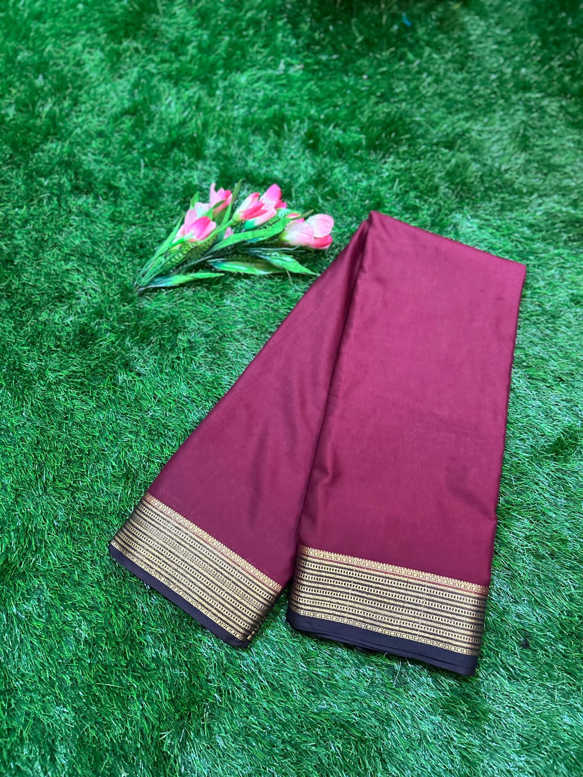 Coffee beans Color Semi Mysore Silk Saree for Festive Wear Mandira Silks