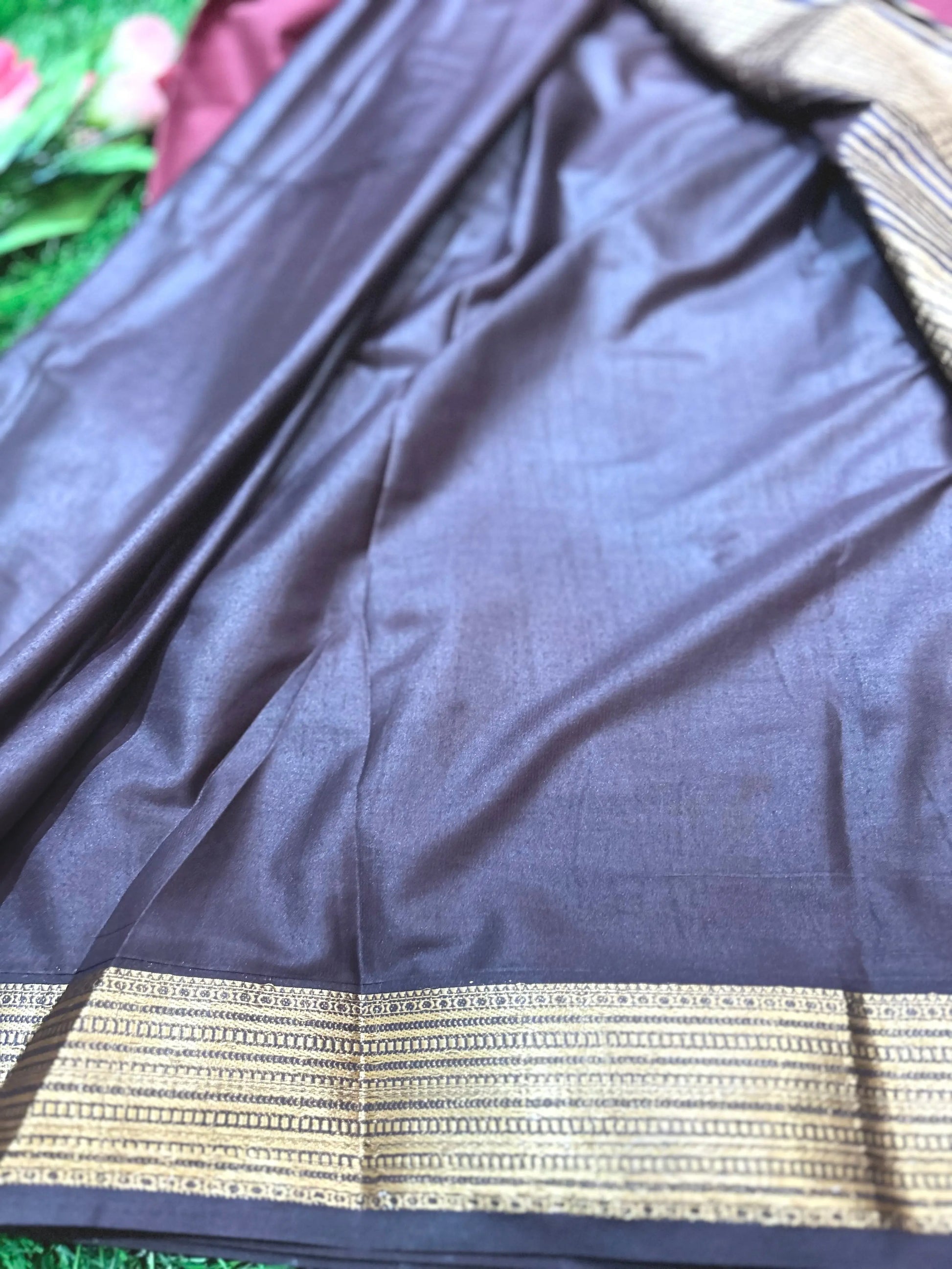 Coffee beans Color Semi Mysore Silk Saree for Festive Wear Mandira Silks