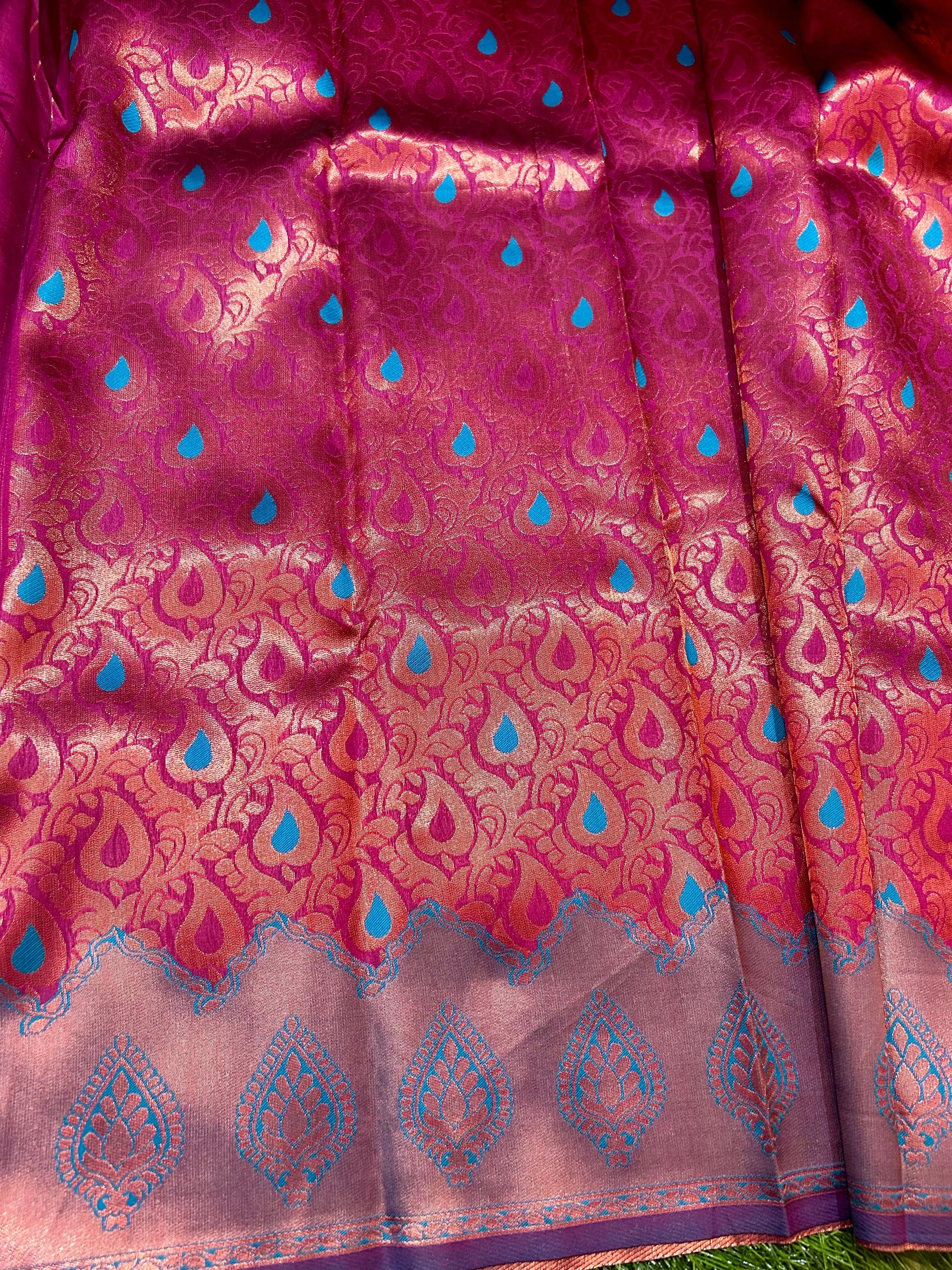 Pink Color Semi Silk Saree with contrast Border for festive wear Mandira Silks