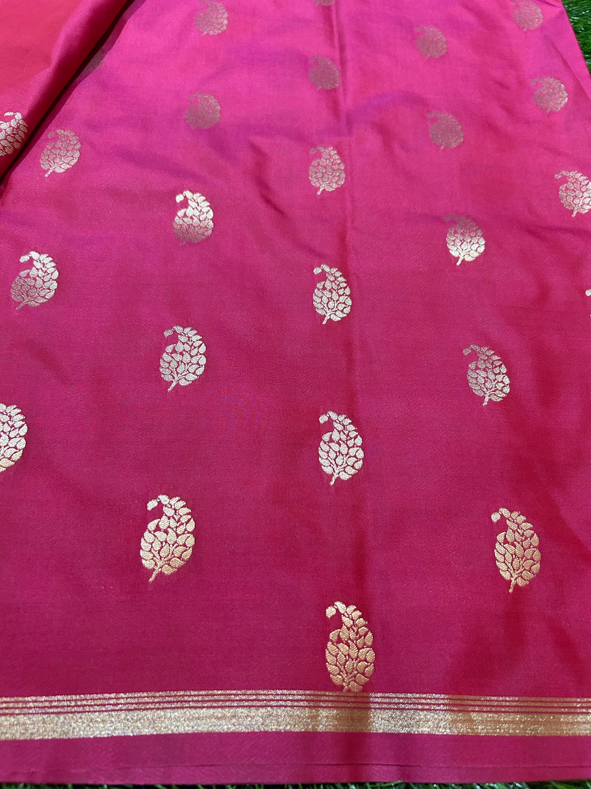 Rani Pink Color Semi Silk Saree for festive wear Mandira Silks