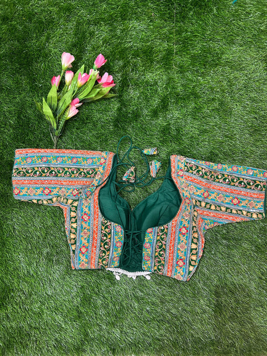 Blue color Viscous Crepe Designer Blouse Mandira Silks