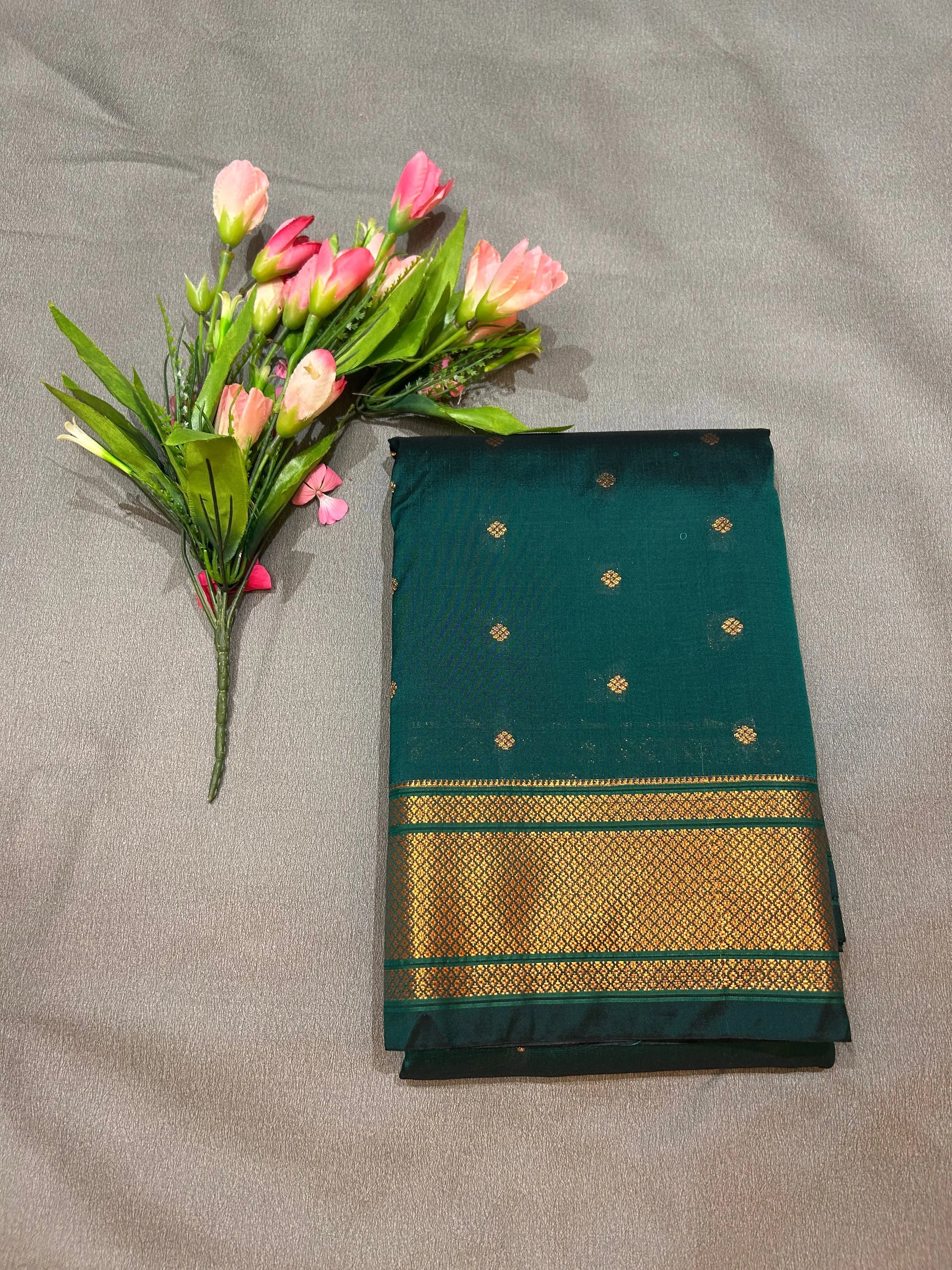 Green color Semi Silk Saree with Zari Border Mandira Silks