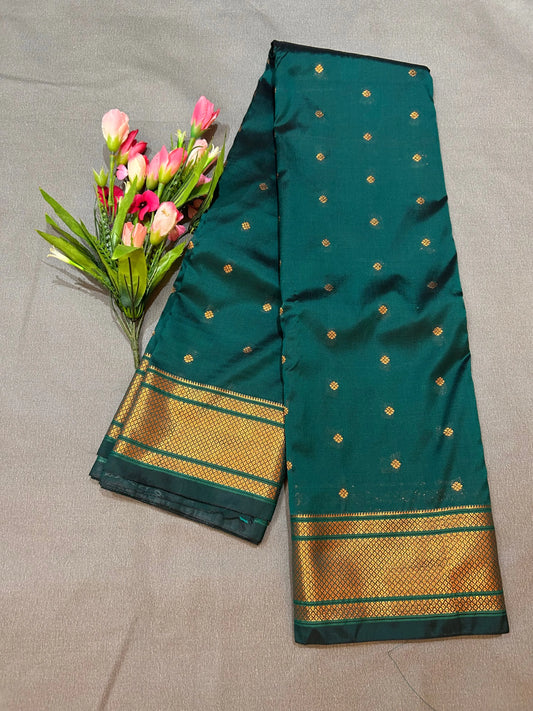 Green color Semi Silk Saree with Zari Border Mandira Silks