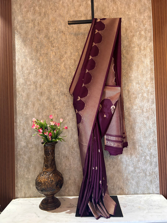 Dark Purple color Silk Saree