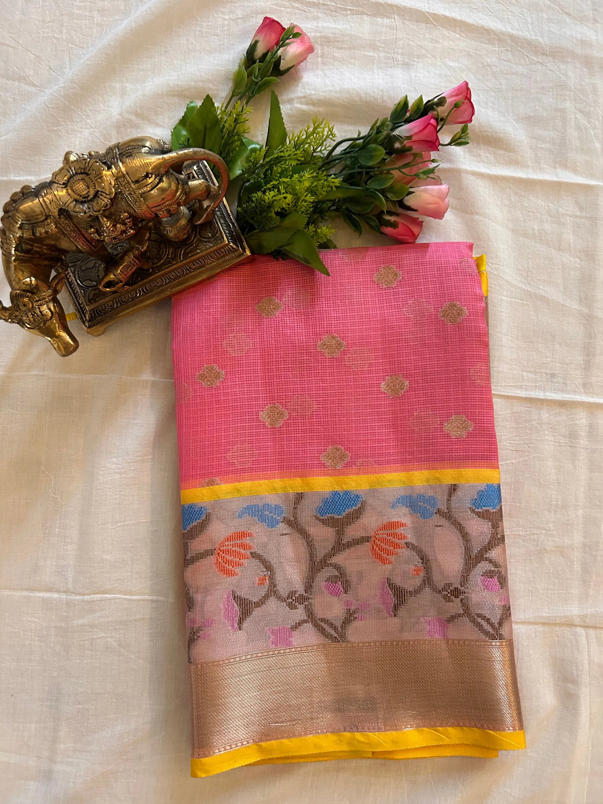 Pink Color Kota Saree with Paitani Border Mandira Silks