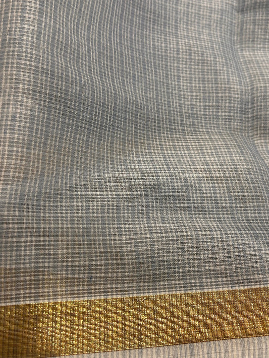 Grey Color Kota saree with floral Hand paint Mandira Silks