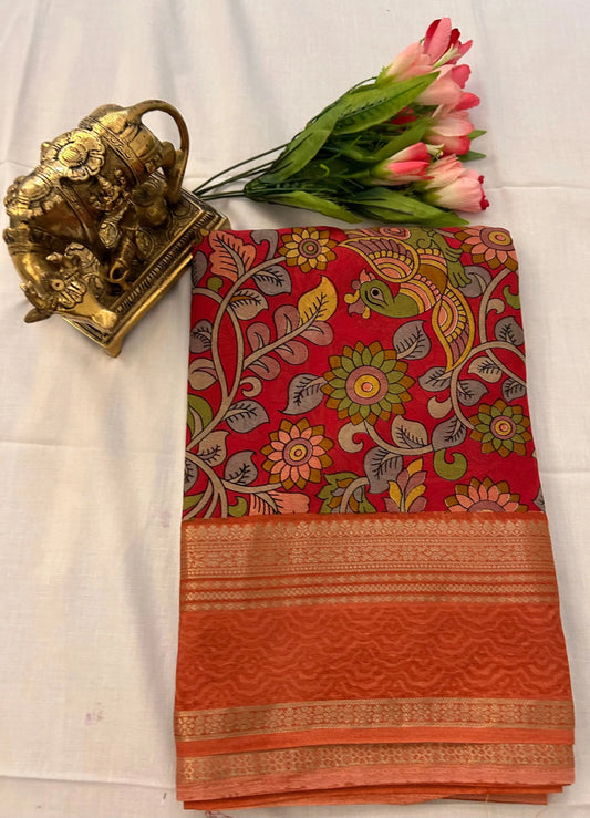 Crepe Saree with Kalamkari Design