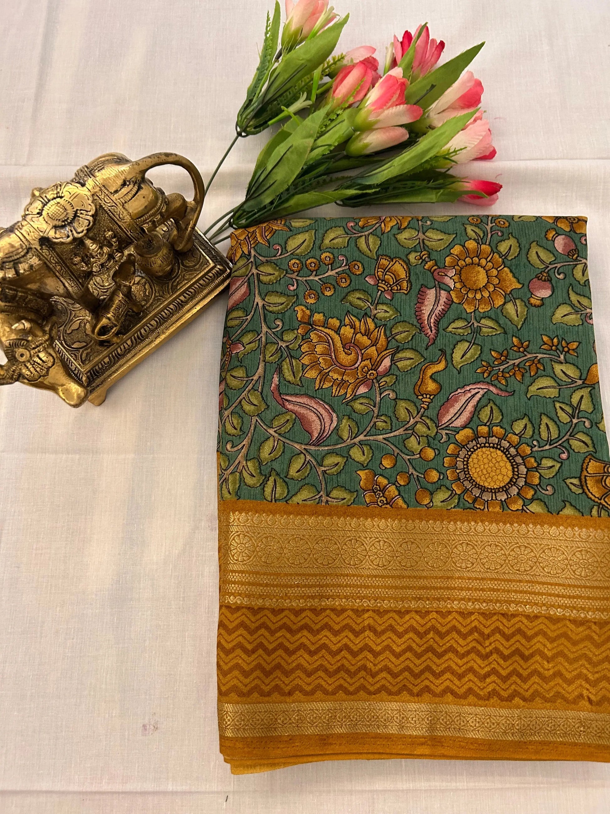 Crepe Saree with Kalamkari Design